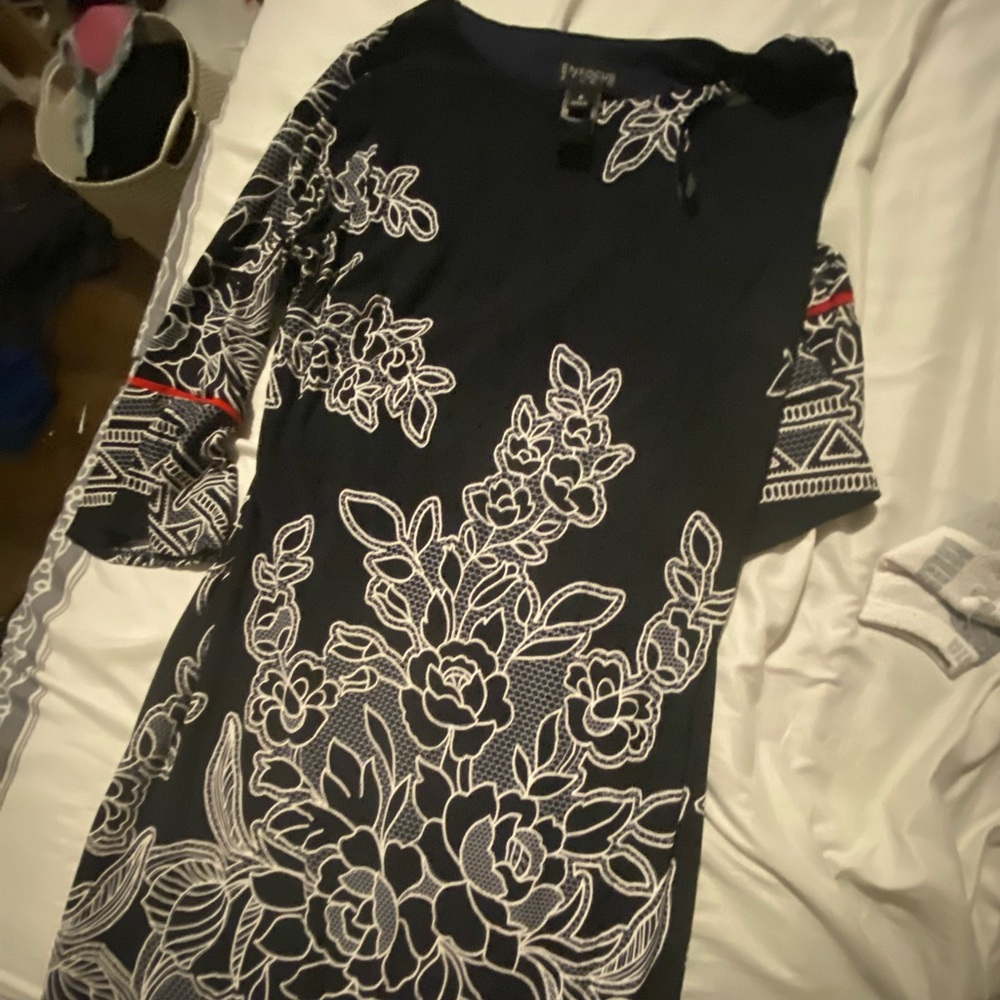 Blue dress with white flowers